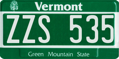 VT license plate ZZS535