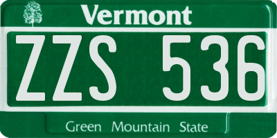 VT license plate ZZS536