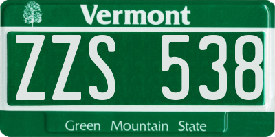 VT license plate ZZS538