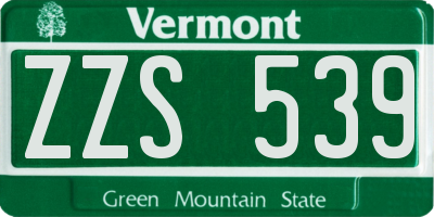 VT license plate ZZS539