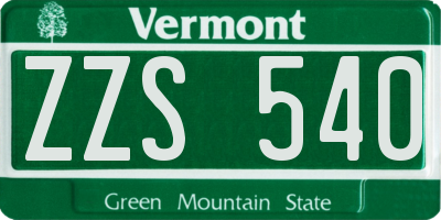 VT license plate ZZS540