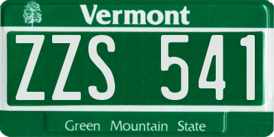 VT license plate ZZS541
