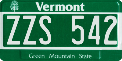 VT license plate ZZS542