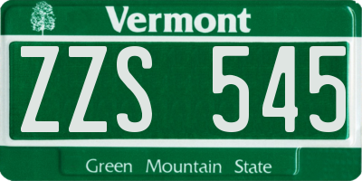 VT license plate ZZS545