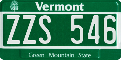 VT license plate ZZS546