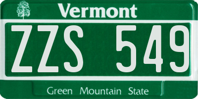 VT license plate ZZS549