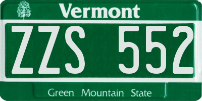 VT license plate ZZS552
