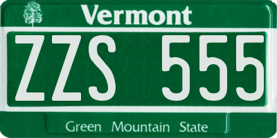 VT license plate ZZS555