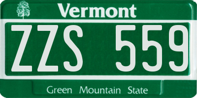 VT license plate ZZS559