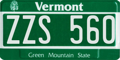 VT license plate ZZS560