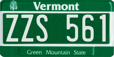 VT license plate ZZS561