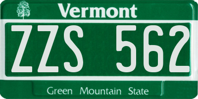 VT license plate ZZS562