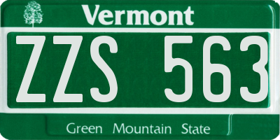VT license plate ZZS563