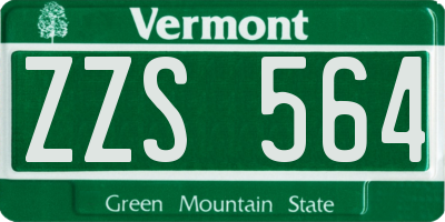 VT license plate ZZS564