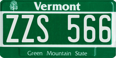 VT license plate ZZS566