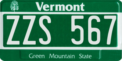 VT license plate ZZS567