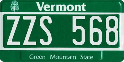 VT license plate ZZS568
