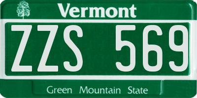 VT license plate ZZS569