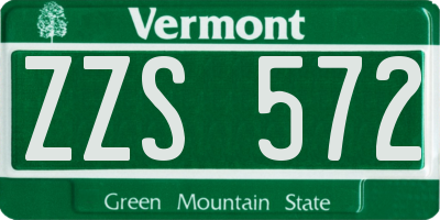 VT license plate ZZS572