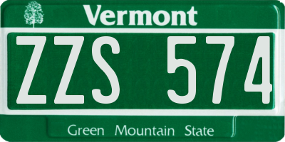 VT license plate ZZS574