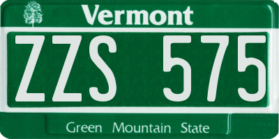 VT license plate ZZS575