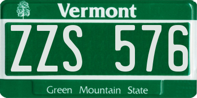 VT license plate ZZS576