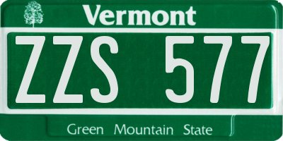 VT license plate ZZS577