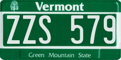 VT license plate ZZS579