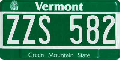 VT license plate ZZS582