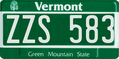 VT license plate ZZS583