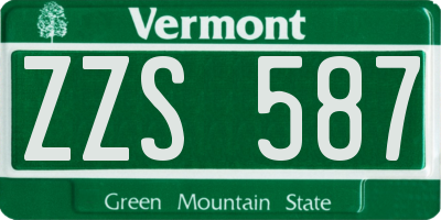 VT license plate ZZS587