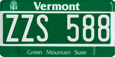 VT license plate ZZS588
