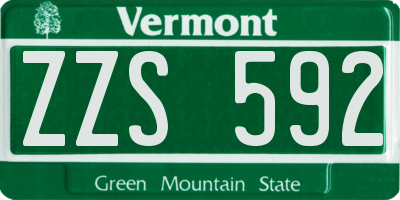 VT license plate ZZS592