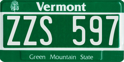 VT license plate ZZS597