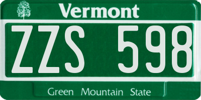 VT license plate ZZS598