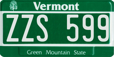VT license plate ZZS599