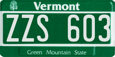 VT license plate ZZS603