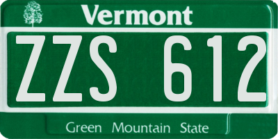 VT license plate ZZS612
