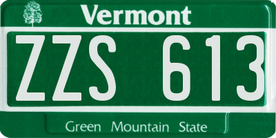 VT license plate ZZS613