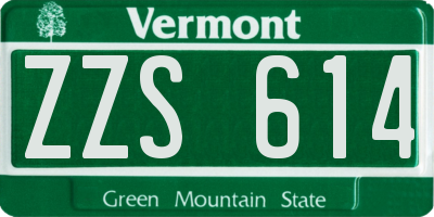 VT license plate ZZS614