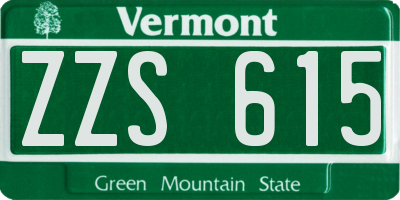 VT license plate ZZS615