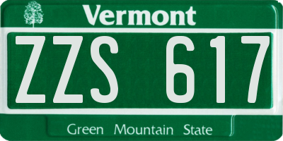VT license plate ZZS617
