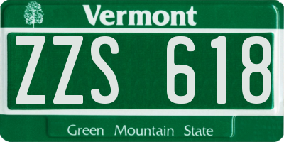 VT license plate ZZS618
