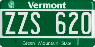 VT license plate ZZS620