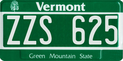 VT license plate ZZS625