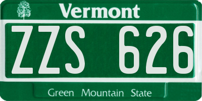 VT license plate ZZS626