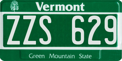 VT license plate ZZS629