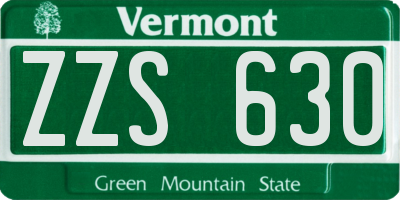 VT license plate ZZS630