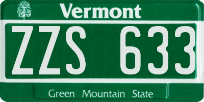 VT license plate ZZS633