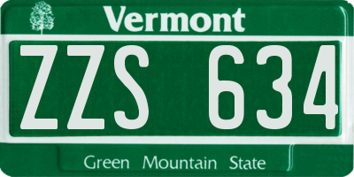 VT license plate ZZS634